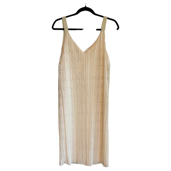 Anthropologie Meadow Rue Prespa Pleated Sleeveless V-Neck Tank Dress Ivory Sz 8 - Picture 3 of 10